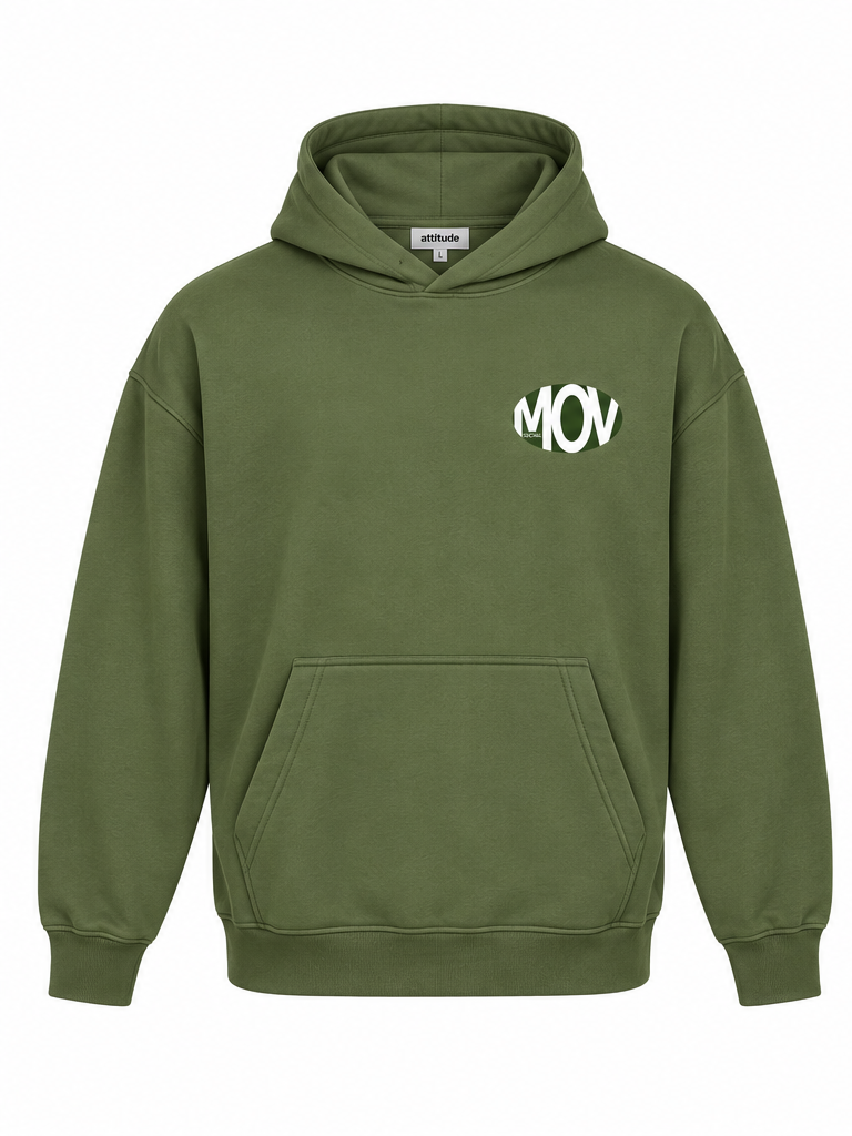 front of Heavy Hoodie in Olive Green