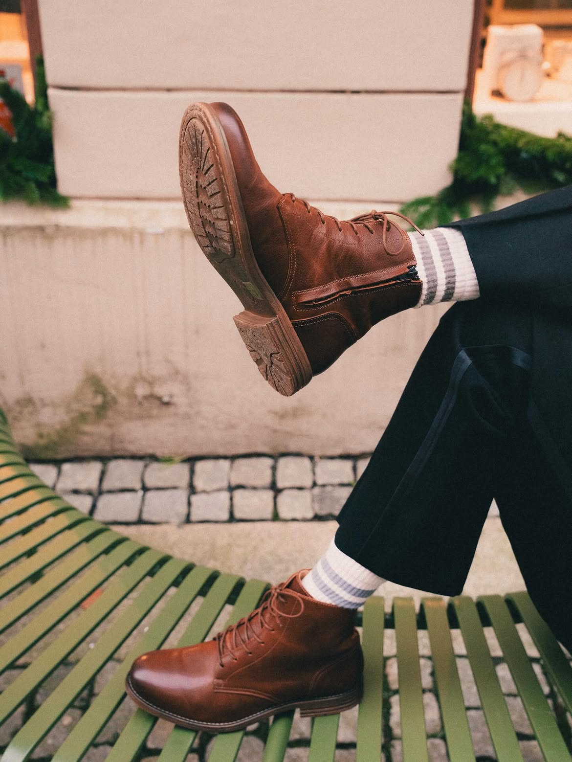 Sneaky Steve Shank boots worn outdoors